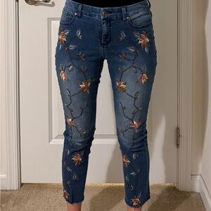 Chico's Denim with Floral Embroidery